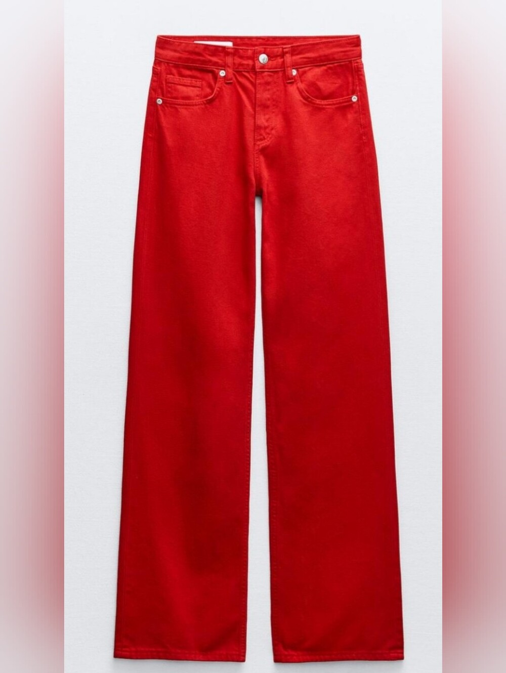 NWT Zara Bright Red Wide-Leg Jeans